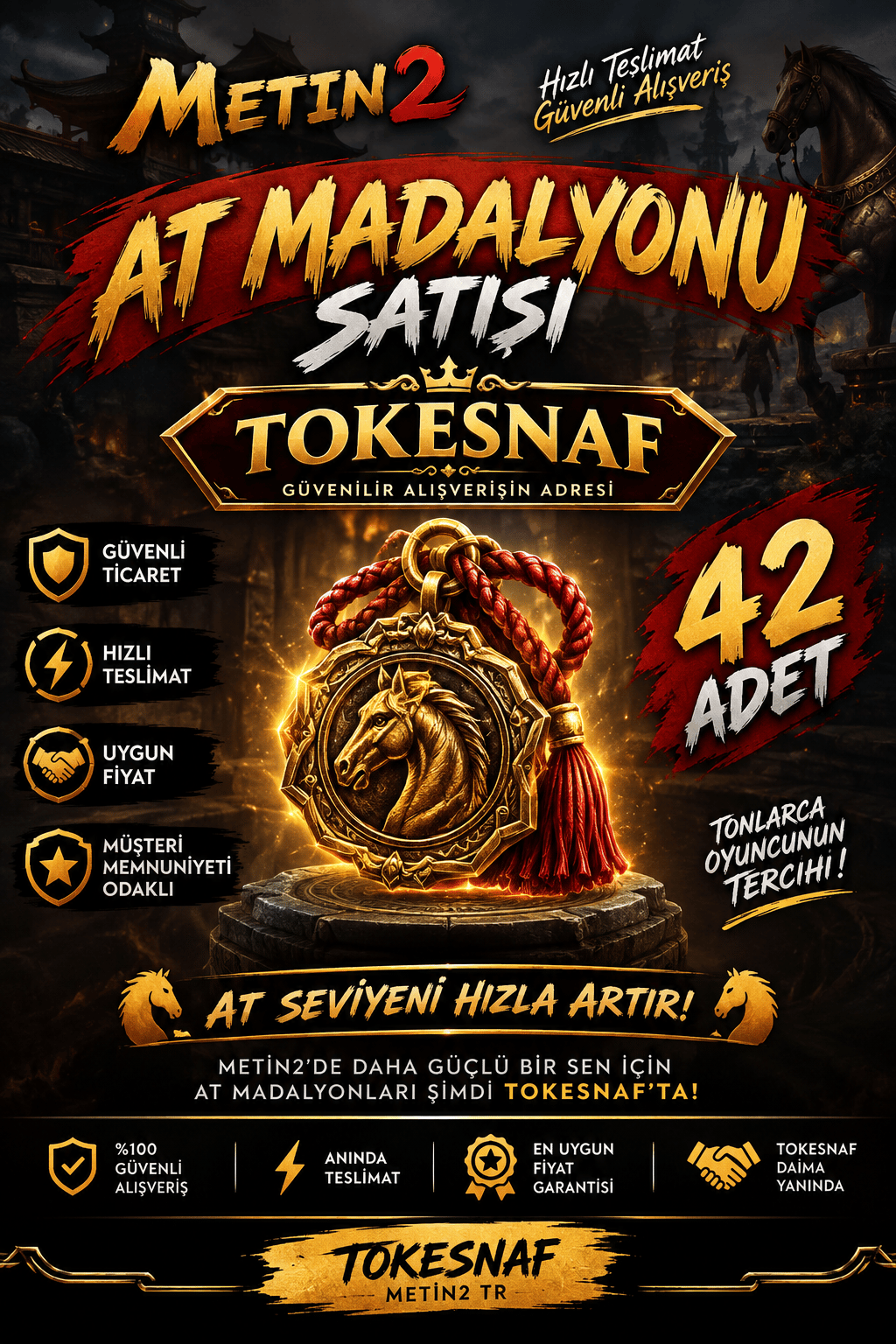42 ADET SET AT MADALYONU 1300 TL