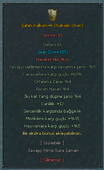 +6 ŞAHİN KALKANI YÜKSEK ORAN