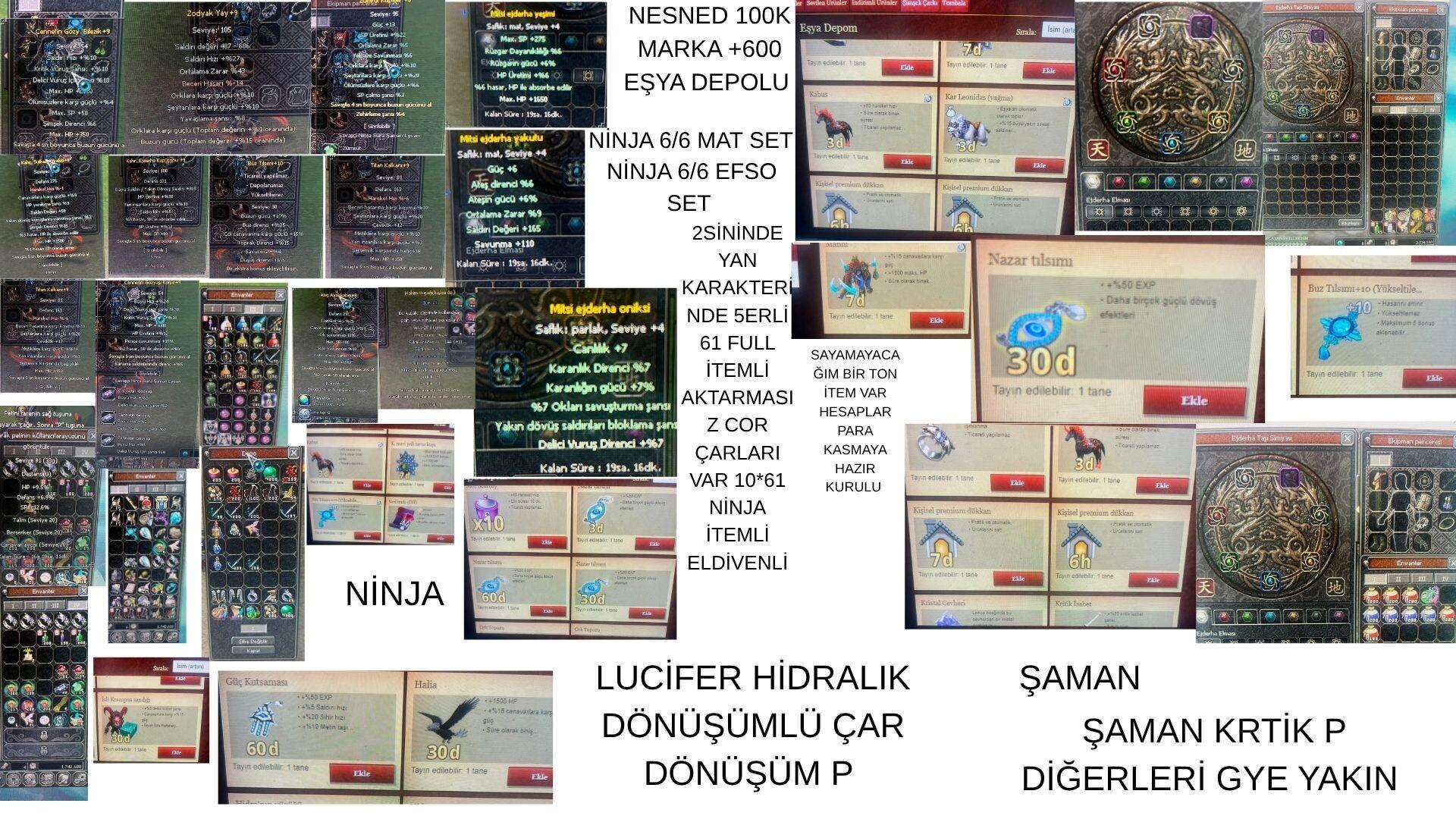 DÖNÜŞÜM HİDRA ŞAMP1NİNJA ŞAMP1 ŞAMAN İTEMLİ
