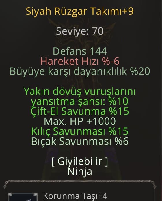+9 WSLİK NİNJA ÇELİĞİ +4 TAŞLI