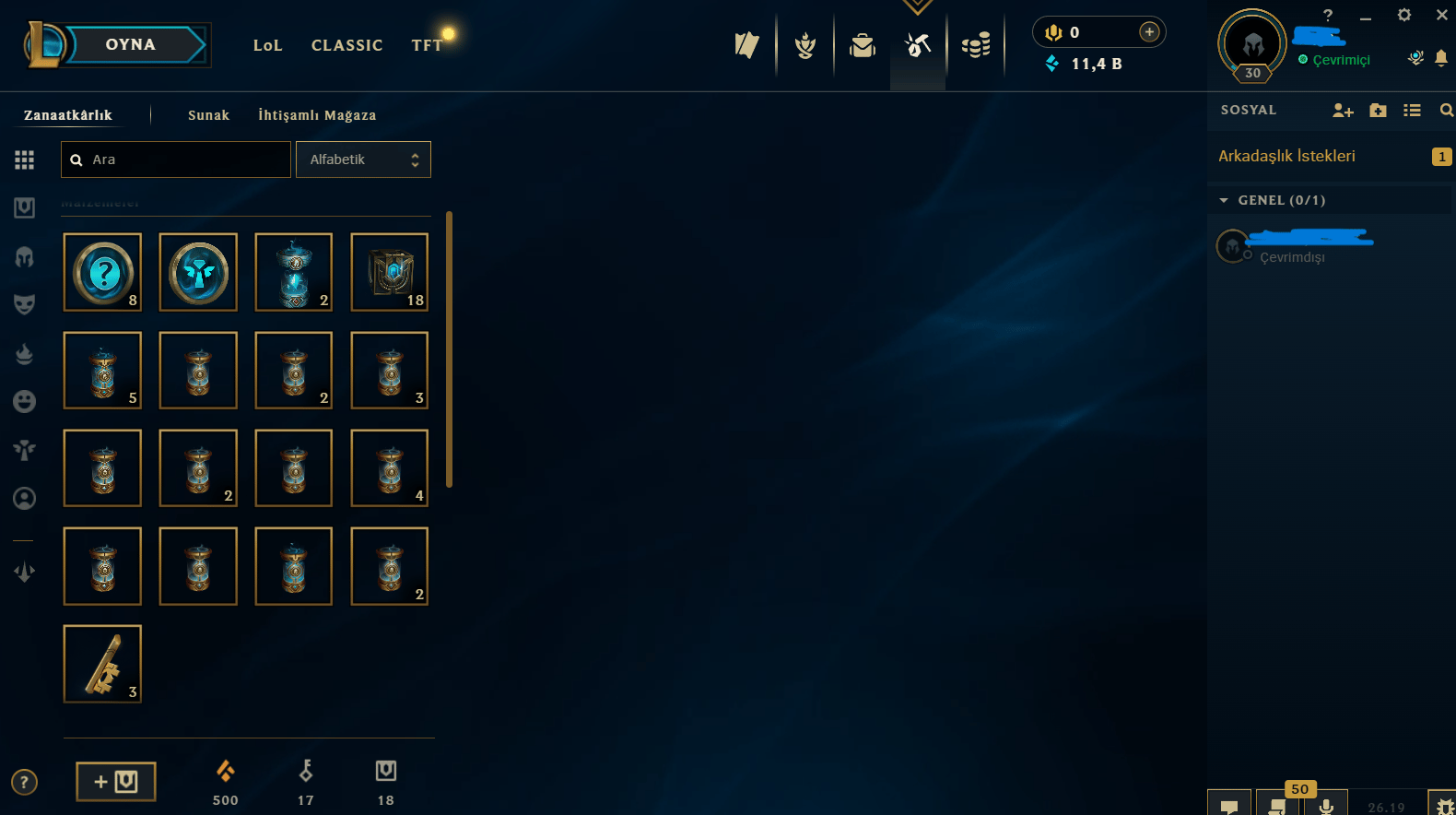 30LVL UNRANKED , 18 Hextech seti,52 şampiyon dahası açıklamada