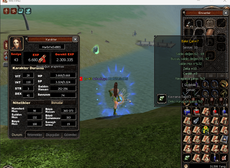 43LVL M3 SKİLLİ ZEKALI İTEMLİ ŞAMAN 1000 TL ALANA HO