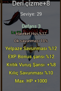 EXP HP KRİT +8 DERİ ÇİZME FARMLIK YAKAMOZ SATILIR