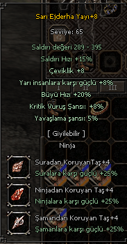 +8 SARI EJDERHA YAYI ELİT EFSUNLU