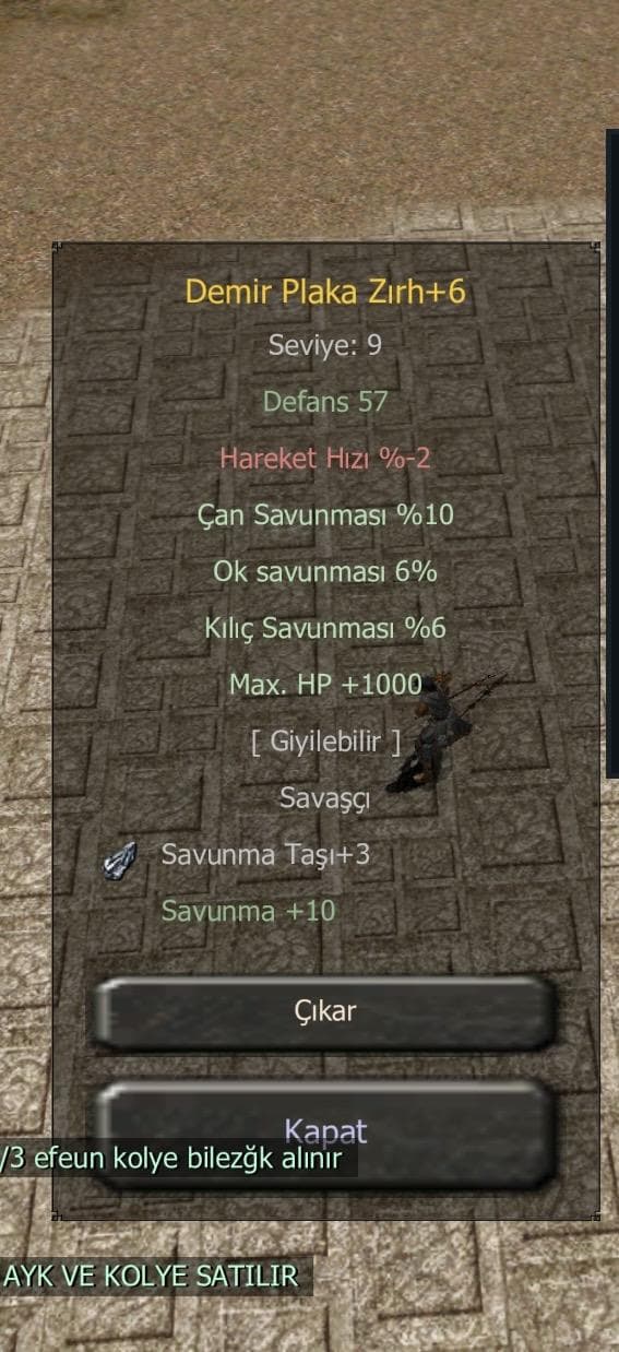 +6 Demir plaka 1 k hp 4 efsun savunma 3 basılı