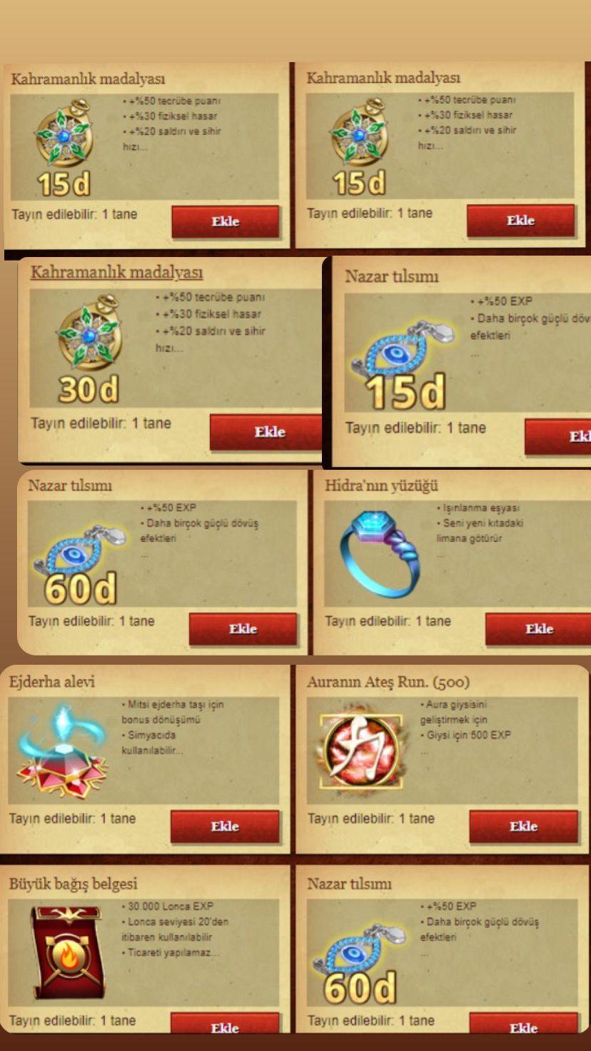 200 GÜN TILSIM KAHRAMANLIK 104 LVL P P G5 FULL NESNE İTEM