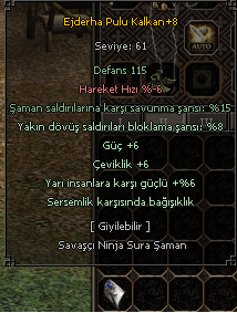 +8 KALKAN EJDERHA PULU