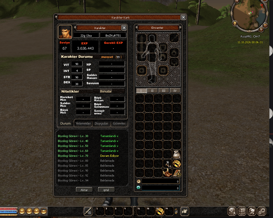 67 LVL BEDO BİYO BİTİK HAVA ÖFKE G AT MAX ŞEKERLİ P6