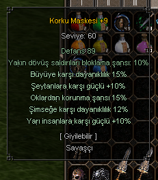 +9 KORKU MASKESİ
