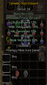 +9 CENNET KOLYE 12 12 10 8 KRİTK 1K HP