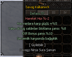 +9 SAVAŞ KALKANI SERSEM-10 EXP UYGUNA