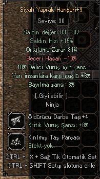 +9 SYH ( Siyah Yaprak Hançeri ) 31 ORT 10 DELİCİ 4 TAŞLI