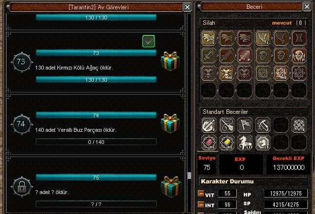 75 LVL SURA KESKINLIK P DEHSET P SEVIYE BITIK AÇIKLAMA OKU