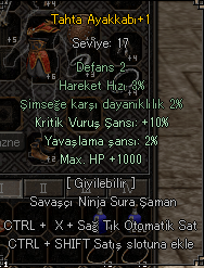 10 KRİTİK HP Lİ FARMLIK SET 3 PARÇA İTEM
