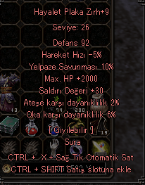 +9 HAYALET PLAKA ZIRH 2K HP 30 STR