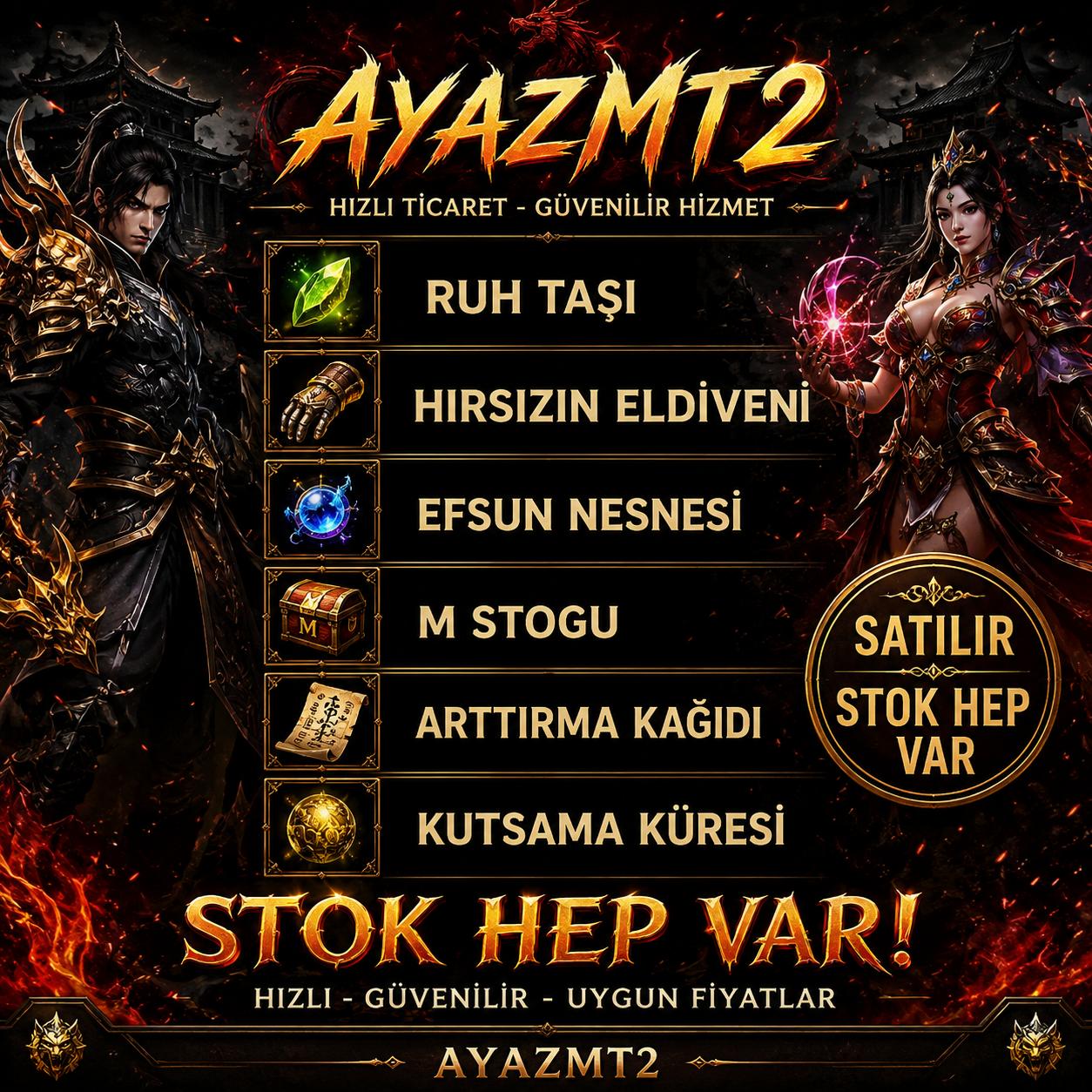 AYAZMT2 TOPLU PARÇA M SATILIR RUH TAŞI ELDİVEN STOKTA MEVCUT