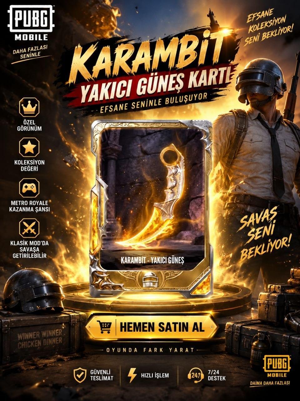 PUBG MOBİLE KARAMBİT KARTI SATILIR HEMEN TESLİMAT