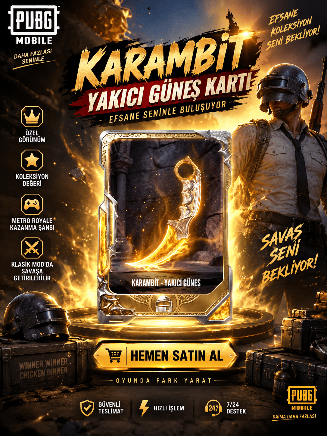 PUBG MOBİLE KARAMBİT KARTI SATILIR HEMEN TESLİMAT