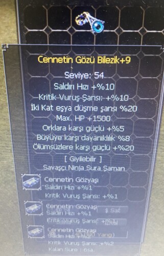 +9 CENNET BİLEZK HP EŞYA ÖLÜMSÜZ