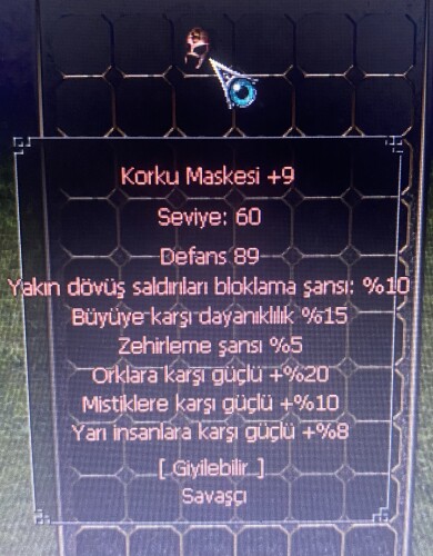 +9 KORKU MASKESİ YARI BÜYÜ ZEHİRLEME
