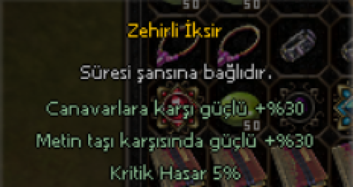 Zehirli İksir 3 Gün Metin Canar 30 Krit hasar 5