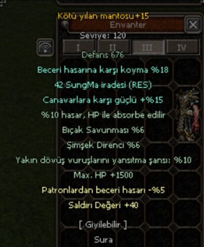 +15 KÖTÜ YILAN MANTOSU