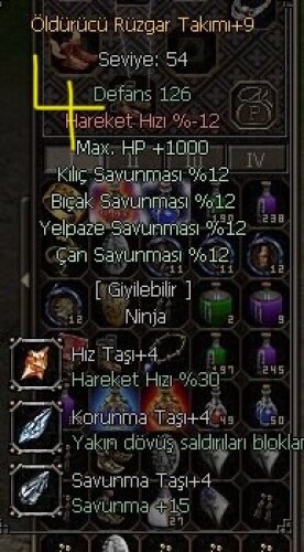 4 SAVUNMA 1000 HP +9 NİNJA ÖLDÜRÜCÜ RÜZGAR TAKIMI ZIRHI