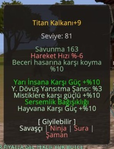 +9 TİTAN KALKAN 10 YARI SERSEM