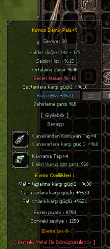 %30 METİN %30 CANAVAR'LI ELİT +9 KDP 46 ORT +4 TAŞLI