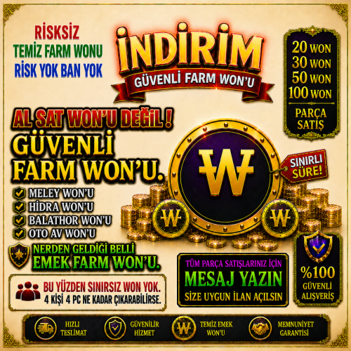 NİTE 10 WON ANINDA TESLİM %100 FARM EMEK WONU