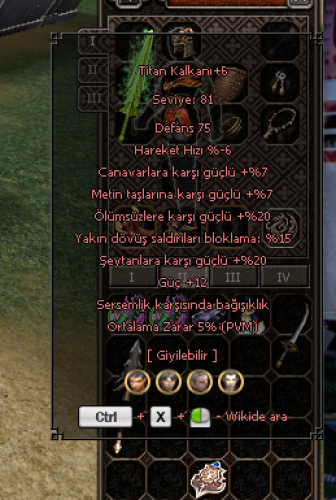 TİTAN KALKAN +6 SATILIK
